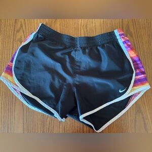 Nike Black Athletic Shorts with White, Pink, Purple, Orange, and Yellow Accents